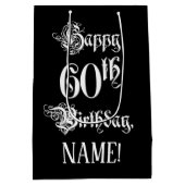 60e verjaardag: Fancy, elegant script + aangepaste Medium Cadeauzakje (Achterkant)