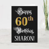 60e verjaardag — Fancy script; Faux Gold Kijk; naa Kaart (Voorkant)