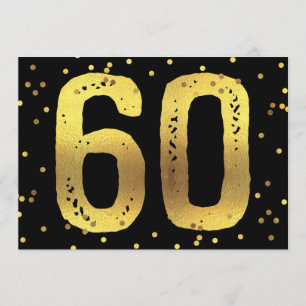 60e verjaardag Faux Gold Foil Confetti Black Kaart