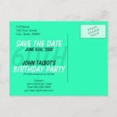 60e Verjaardag Feest 60s Blauw Bewaar de datum Aankondigingskaart (Achterkant)