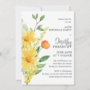 60e Verjaardag Feest Voorjaar Gele Bloemen Kaart
