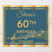 60e verjaardag feestje elegant blauwgroen en goude sparkling wijnetiket (Enkel label)