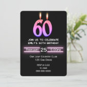 60e verjaardag feestkaarsen kaart (Staand voorkant)