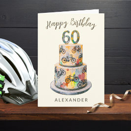 60e verjaardag Fietsen Taart Kleurrijk Gepersonali Kaart