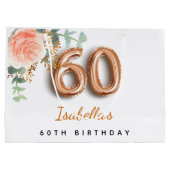 60e verjaardag floraal roos goud eucalyptusverjaar groot cadeauzakje (Achterkant)