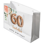 60e verjaardag floraal roos goud eucalyptusverjaar groot cadeauzakje (Voorkant Gekanteld)