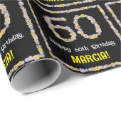 60e verjaardag: Floral Flowers Number, Custom Name Cadeaupapier (Rol Hoek)