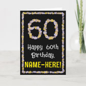 60e verjaardag: Floral Flowers Number, Custom Name Kaart (Voorkant)