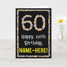60e verjaardag: Floral Flowers Number, Custom Name