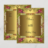 60e verjaardag   Floral Gold 3 Kaart (Voorkant / Achterkant)