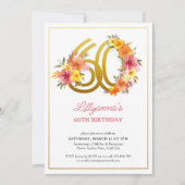 60e verjaardag Floral Gold Number 60 Kaart (Voorkant)