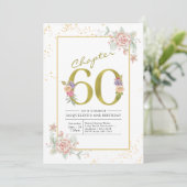60e verjaardag Floral Gold Script Kaart (Staand voorkant)
