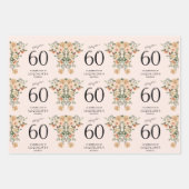 60e  verjaardag Floral Inpakpapier Vel (Voorkant)