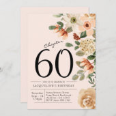 60e  verjaardag Floral Kaart (Voorkant / Achterkant)