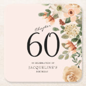 60e  verjaardag Floral Kartonnen Onderzetters (Voorkant)