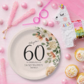 60e  verjaardag Floral Papieren Bordje (Feest)