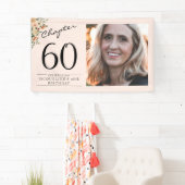 60e verjaardag Floral Pink Foto Spandoek (Insitu)