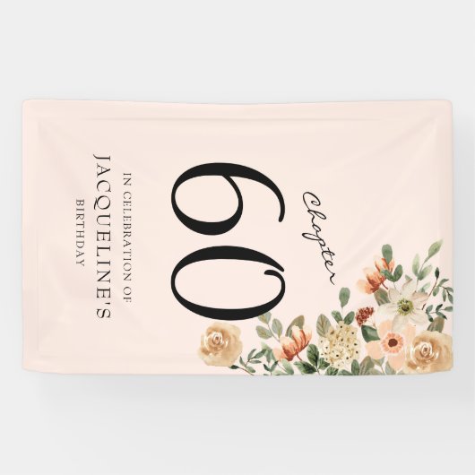 60e  verjaardag Floral Spandoek (Horizontaal)