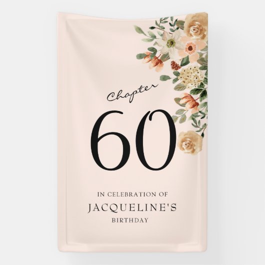 60e  verjaardag Floral Spandoek (Verticaal)