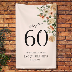 60e  verjaardag Floral Spandoek