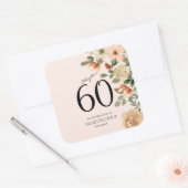 60e  verjaardag Floral Vierkante Sticker (Envelop)