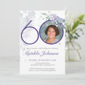 60e verjaardag Floral Wisteria Paars Elegant Foto Kaart (Staand voorkant)