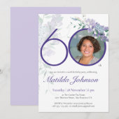 60e verjaardag Floral Wisteria Paars Elegant Foto Kaart (Voorkant / Achterkant)