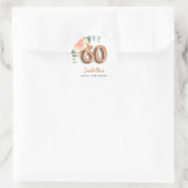 60e verjaardag florale roos goud eucalyptusmonogra ronde sticker (Tas)