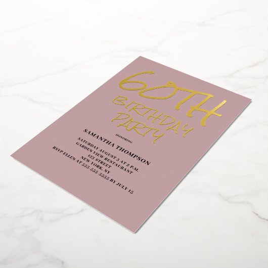 60e verjaardag Folie roze partij Folie Uitnodiging