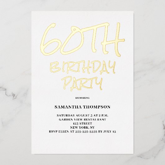 60e verjaardag folie uitnodiging (Voorkant)