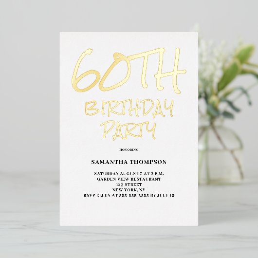 60e verjaardag folie uitnodiging (Staand Voorkant)