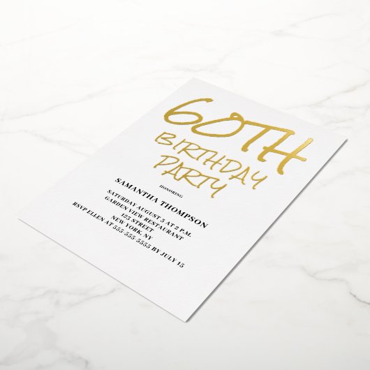 60e verjaardag folie uitnodiging (Gedraaid)
