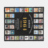 60e verjaardag Foto Collage 32 Foto's Fleece Deken (Voorkant (Horizontaal))