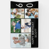 60e verjaardag Foto Collage 5 Afbeelding Zwart wit Spandoek (Verticaal)