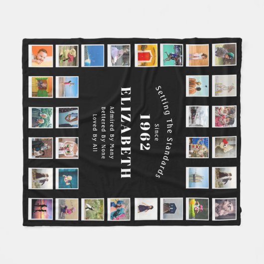 60e verjaardag Foto Collage mama Fleece Deken (Voorkant (Horizontaal))