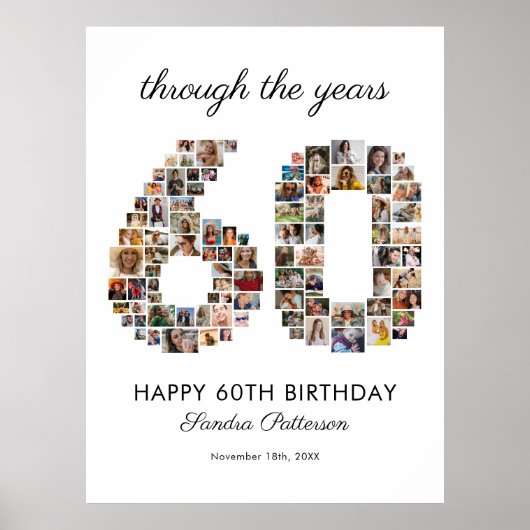 60e verjaardag foto collage poster (Voorkant)