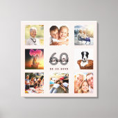 60e verjaardag foto collage roos gouden naam canvas afdruk (Voorkant)