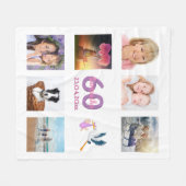 60e verjaardag foto collage wit fleece deken (Voorkant (Horizontaal))