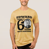 60e Verjaardag foto en naam mono tone zwart Tri-Blend Shirt (Voorkant)