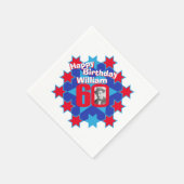 60e verjaardag foto en naam rode ster servetten (Hoek)