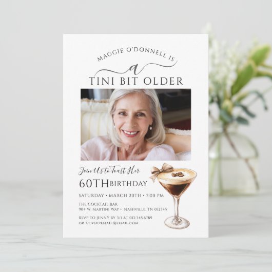 60e verjaardag foto Espresso Martini Kaart (Staand voorkant)