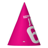 60e verjaardag foto gepersonaliseerd wit heet roze feesthoedjes (Links)