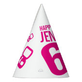 60e verjaardag foto gepersonaliseerde wit roze feesthoedjes (Links)