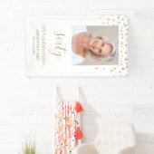 60e verjaardag Foto Gold Confetti White Spandoek (Insitu)