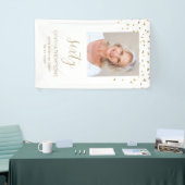 60e verjaardag Foto Gold Confetti White Spandoek (Beurs)