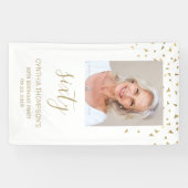 60e verjaardag Foto Gold Confetti White Spandoek (Horizontaal)