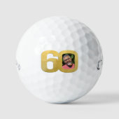60e verjaardag foto goud en wit golfballen (Voorkant)