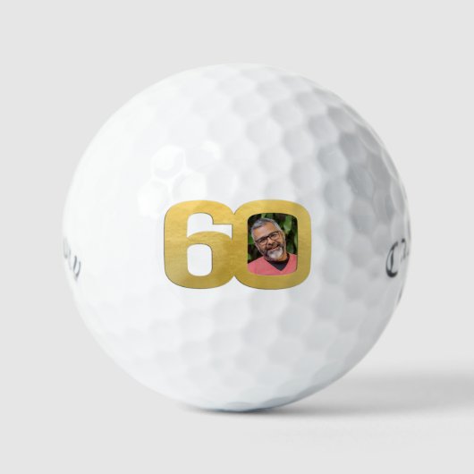 60e verjaardag foto goud en wit golfballen (Voorkant)