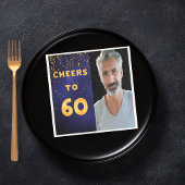 60e verjaardag foto gouden ballonnen blauw servet