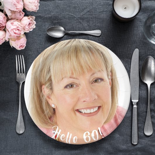 60e verjaardag foto hallo 60 60 papieren bordje
